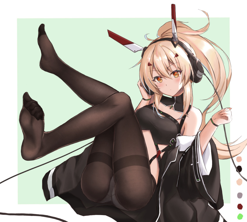 ayanami_(azur_lane) azur_lane headphones pantsu pantyhose resonancq