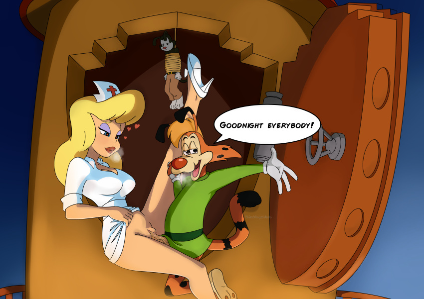 absurd_res animaniacs anthro anthro_penetrating anthro_penetrating_human bonkers_(series) bonkers_d._bobcat breasts clothed clothed_sex clothing cuckold disney duo_focus felid feline female female_on_anthro female_penetrated footwear genitals group hello_nurse hi_res human human_on_anthro human_penetrated humiliation interspecies male male/female male_penetrating male_penetrating_female mammal penetration penis pussy rope sex shoes the_dark_mangaka vaginal vaginal_penetration warner_brothers yakko_warner