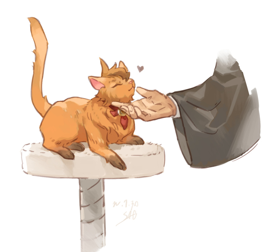 ace_attorney animalization cat closed_eyes damon_gant dated heart simple_background stool the_judge_(ace_attorney) vm_(as92402) white_background wide_sleeves