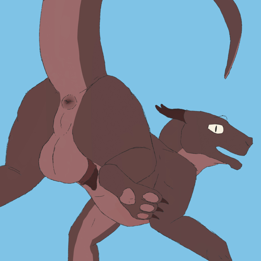 1:1 animal_genitalia anus balls butt dragon feral genitals hi_res looking_at_viewer looking_back male no_shading presenting presenting_hindquarters puffy_anus raised_leg raised_tail ravenfangs red_body scalie sheath simple_background solo tail western_dragon
