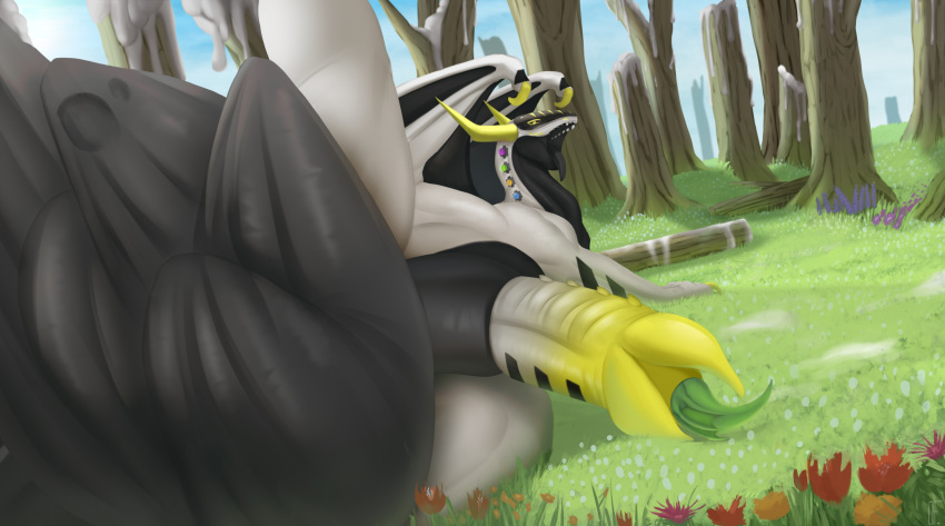 2024 anarog ball_bulge balls big_balls big_penis bodily_fluids cock_vore cum cybernetics cyborg detailed_background digital_drawing_(artwork) digital_media_(artwork) dragon draken_(idgcaptainrussian94) duo feral flower forest forest_background genital_fluids genitals grass hi_res horn huge_balls hybrid hyper hyper_balls hyper_genitalia machine male multicolored_body nature nature_background objects_in_cum olexafox open_mouth penile penis plant pleased struggling tail teeth tongue tongue_out tree two_tone_body unusual_anatomy unusual_genitalia unusual_penis vore wings
