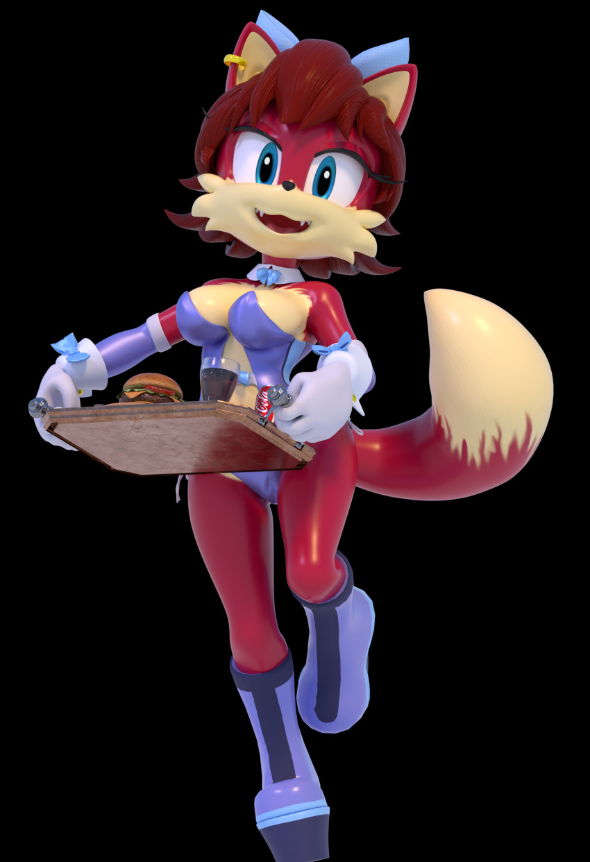 3d_(artwork) absurd_res accessory anthro archie_comics bow_ribbon breasts burger canid canine clothed clothing coca-cola delivery_(commerce) digital_media_(artwork) female fiona_fox food food_delivery fox fur hair hair_accessory hair_bow hair_ribbon hi_res looking_at_viewer mammal ribbons rotalice2 sega simple_background solo sonic_the_hedgehog_(archie) sonic_the_hedgehog_(comics) sonic_the_hedgehog_(series) tail