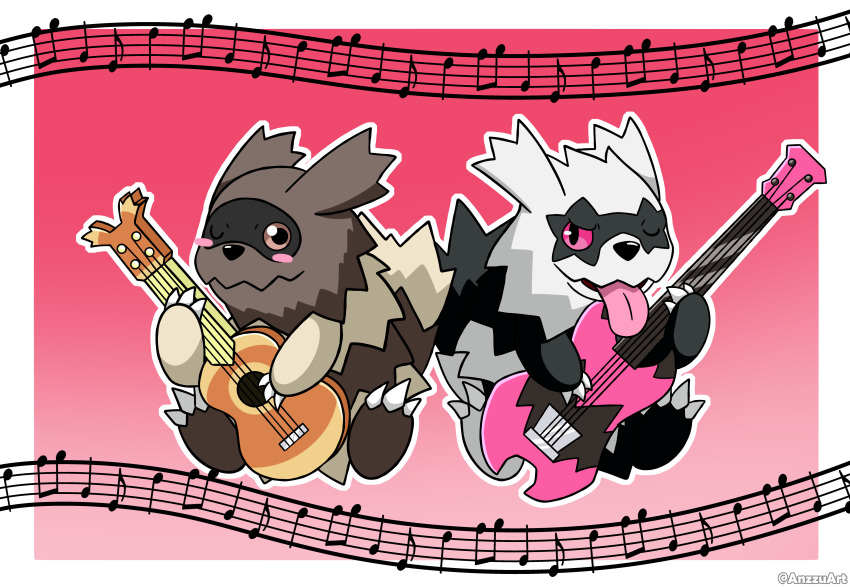 absurd_res ambiguous_gender anzzu duo galarian_form galarian_zigzagoon generation_3_pokemon hi_res music nintendo pokemon pokemon_(species) regional_form_(pokemon) zigzagoon