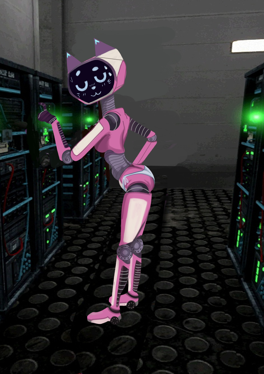 2024 absurd_res blue_eyes digital_drawing_(artwork) digital_media_(artwork) emoji female hi_res humanoid kerfur_omega_(votv) looking_at_viewer machine multicolored_body pink_body robot robot_humanoid solo tabaarus voices_of_the_void