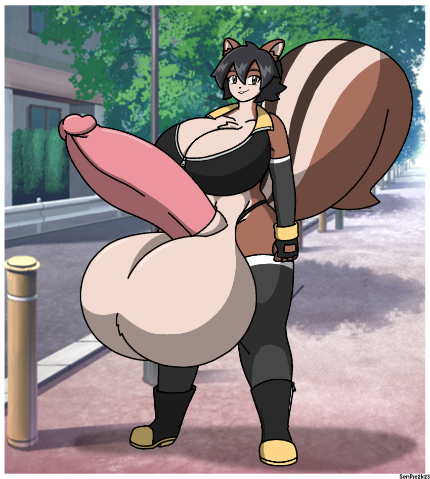 animal_genitalia anthro balls big_balls big_breasts big_penis breasts genitals hand_on_hip hi_res huge_balls huge_breasts huge_penis hyper hyper_balls hyper_genitalia hyper_penis male_(lore) mammal nash_(thebunnypie) penis rodent sciurid sheath solo thebunnypie thick_thighs tree_squirrel