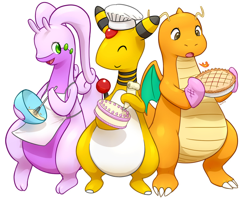 2020 alpha_channel ambiguous_gender ampharos apron baking big_tail brown_eyes cake chef_hat clothing digital_media_(artwork) dragon dragonite food goodra green_eyes group hat headgear headwear hi_res nintendo nude open_mouth orange_body oven_mitts pear_shaped pok&eacute;mon pok&eacute;mon_(species) purple_body pyritie scalie simple_background thick_tail thick_thighs video_games wide_hips wings yellow_body