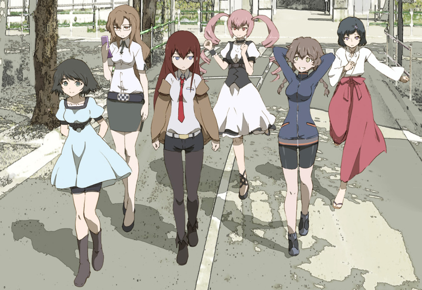 amane_suzuha graphite_(medium) kiryuu_moeka makise_kurisu shiina_mayuri steins;gate traditional_media urushibara_ruka washu_junkyu