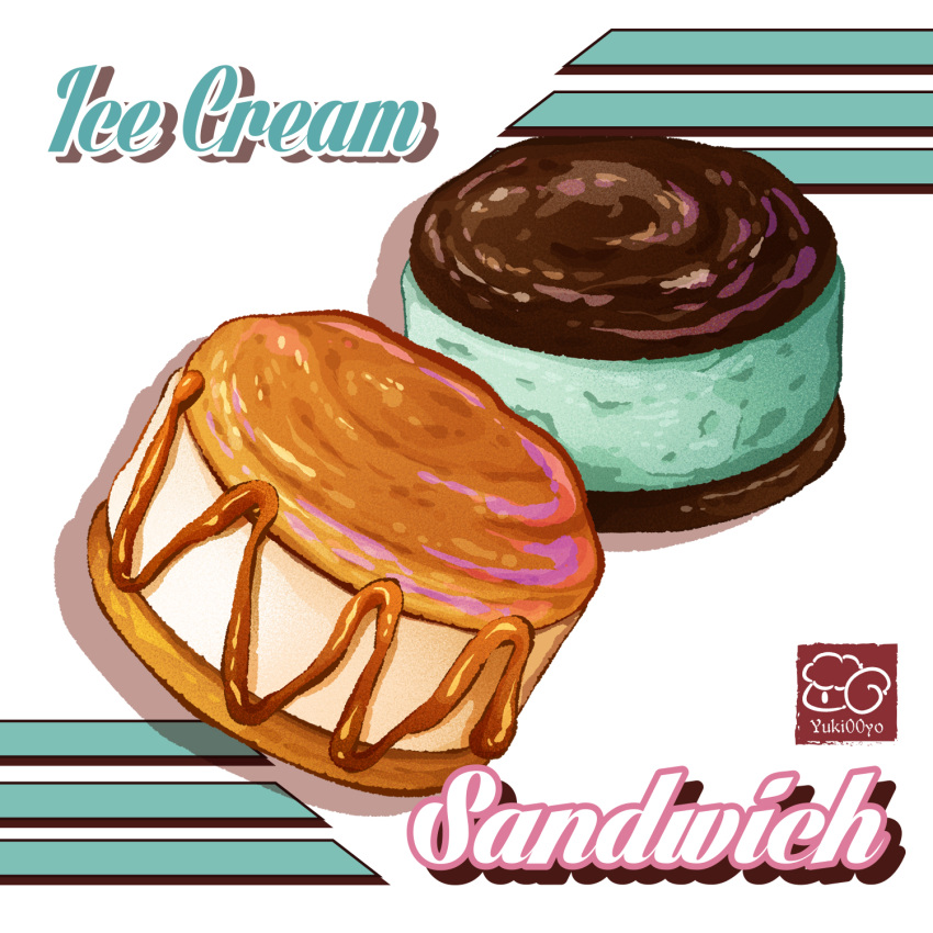 caramel food food_focus food_name highres ice_cream ice_cream_sandwich mint_chocolate no_humans original yuki00yo