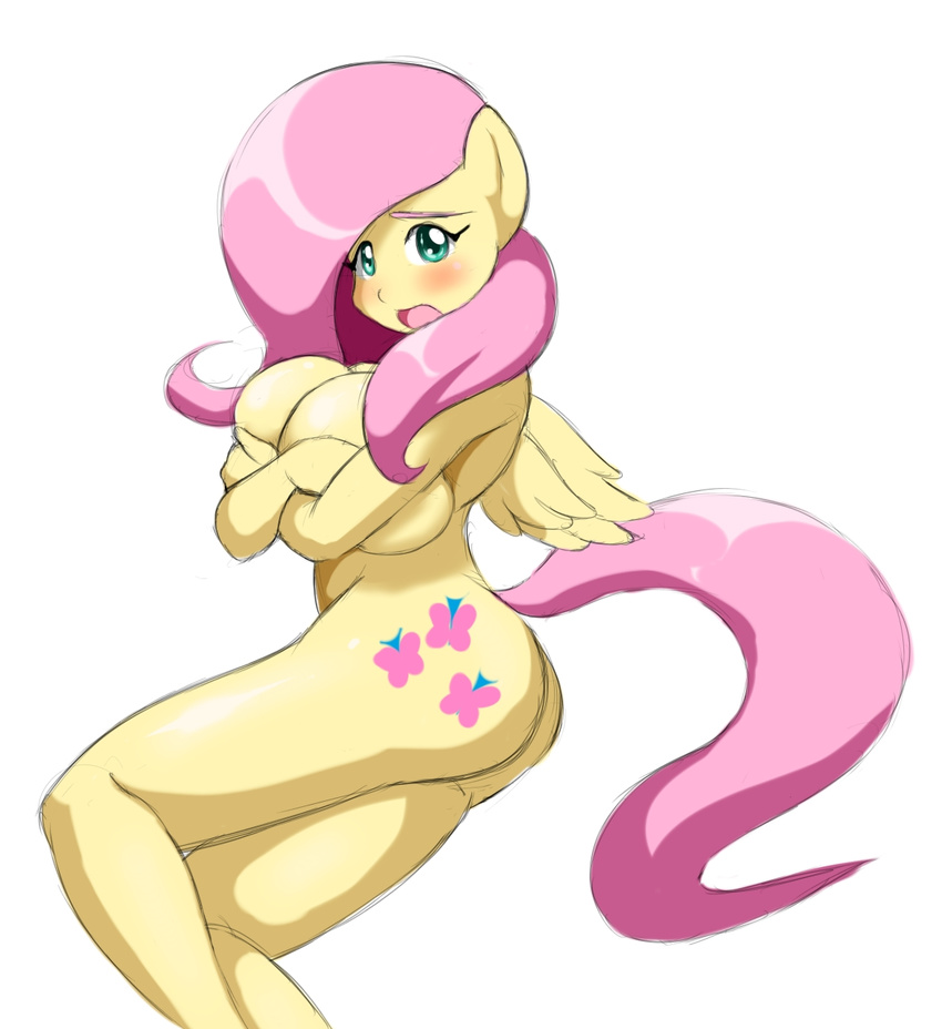 anthrofied big_breasts blush breasts butt cutie_mark equine female fluttershy_(mlp) friendship_is_magic huge_breasts looking_at_viewer mammal my_little_pnoy my_little_pony pegasus solo speeds wings