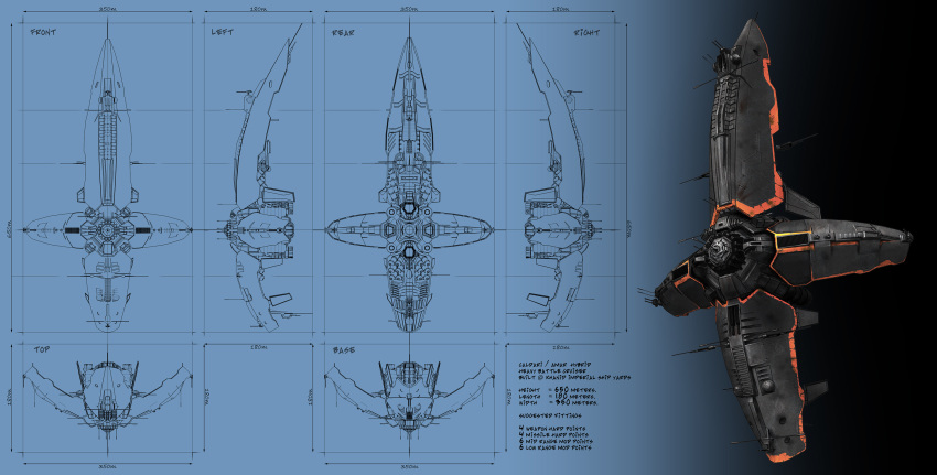 advanced_ship_(eve_online) amarr_empire_(eve_online) battlecruiser_(eve_online) blue_background blueprint_(medium) caldari_state_(eve_online) commentary concept_art cyclodextrose english_text eve_online highres khanid_kingdom_(eve_online) military_vehicle multiple_views no_humans original radio_antenna realistic reference_sheet science_fiction spacecraft thrusters vehicle_focus