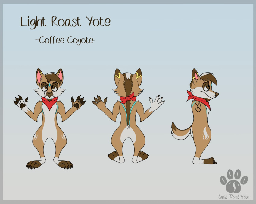 anthro bandanna canid canine canis coyote light_roast_yote lightroastyote male mammal model_sheet solo