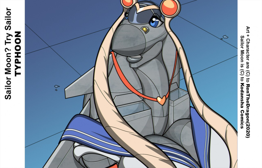 2020 aircraft aircraft_humanoid airplane anthro big_breasts blue_eyes breasts cleavage clothed clothing conditional_dnp english_text female jet jewelry living_aircraft living_machine living_vehicle machine necklace not_furry pillarbox renthedragon sailor_moon_(series) sailor_moon_redraw_challenge serafuku solo text vehicle wings