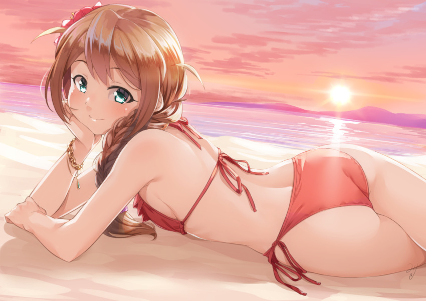 baba_konomi beach bikini idolmaster_million_live! miri_(ago550421) swimsuit