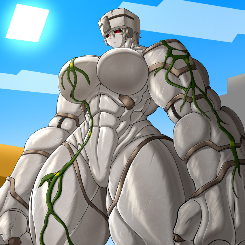 abs absurd_res big_breasts big_hands black_sclera breasts da_ra_ra_ra elemental_creature elemental_humanoid featureless_breasts featureless_crotch female golem_(minecraft) grey_body grey_hair hair hi_res huge_breasts huge_hands humanoid iron_golem_(minecraft) looking_at_viewer low-angle_view metallic_body microsoft minecraft mineral_fauna mineral_humanoid mojang muscular muscular_female mythological_golem navel red_eyes solo thick_thighs wide_hips worm's-eye_view xbox_game_studios