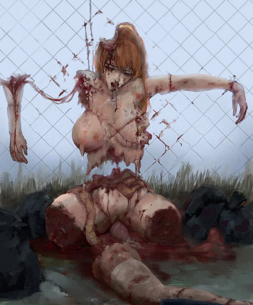 amputee corpse corpse_milk dead_or_alive death guro highres kasumi_(doa) lactation lactation_after_death prolapse