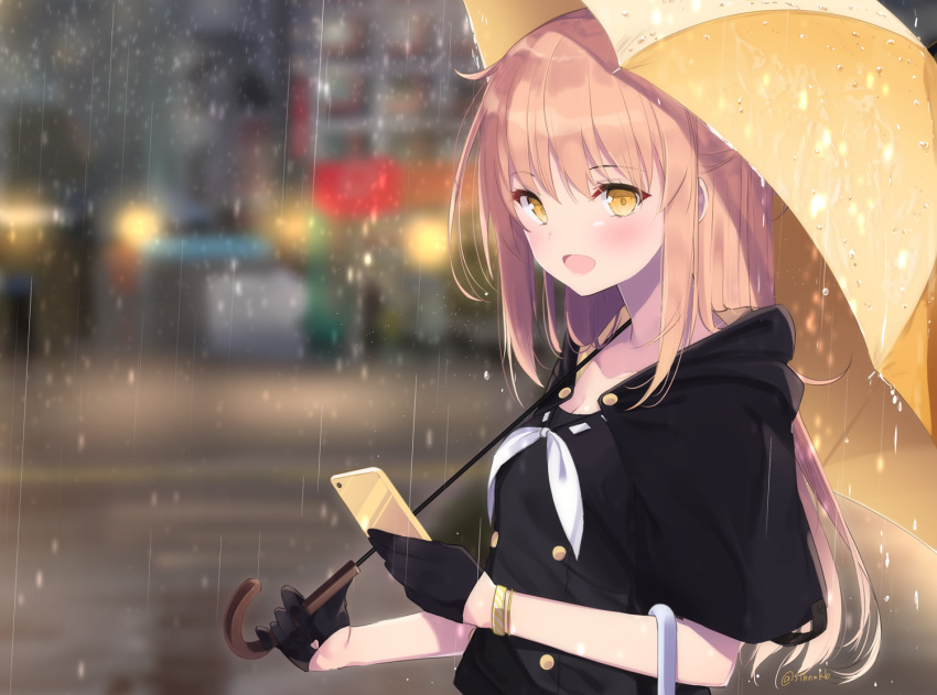 cleavage sasahara_wakaba seifuku tagme umbrella