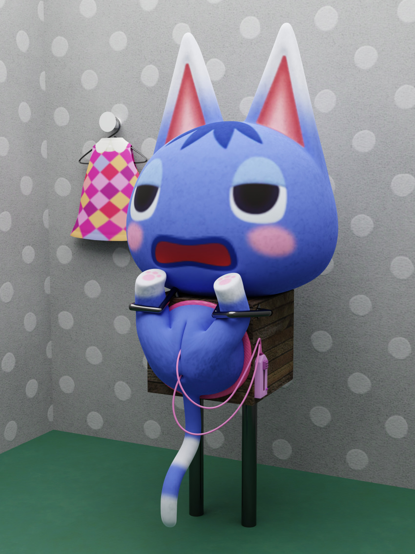 3d_(artwork) absurd_res animal_crossing bdsm blender_(software) bondage bound box cat_ear clothing digital_media_(artwork) domestic_cat felid feline felis female genitals hi_res humanoid mammal nintendo pussy rosie_(animal_crossing) smpthehedgehog solo video_games