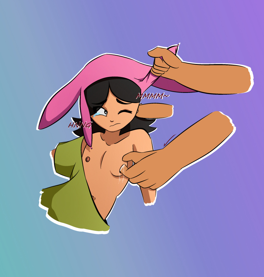 absurd_res anonymous_artist bob's_burgers child duo ear_penetration female female_penetrated hi_res human human_only louise_belcher male male/female male_penetrating male_penetrating_female mammal not_furry penetration simple_background solo_focus young