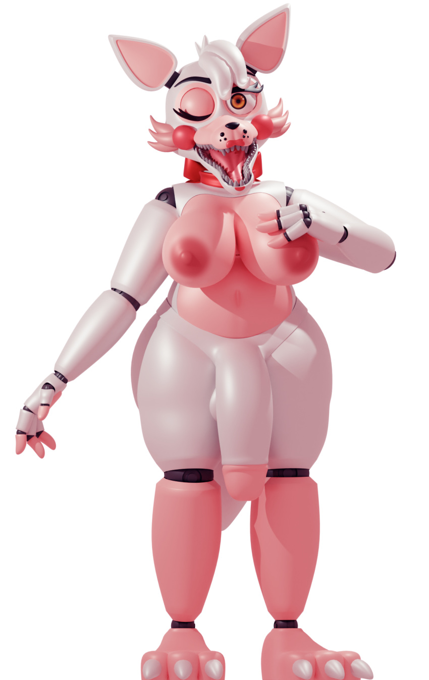 alpha_channel animatronic anthro areola big_penis boots_(marking) breasts canid canine female five_nights_at_freddy's five_nights_at_freddy's_2 flaccid fox full-length_portrait funtime_foxy_(fnaf) genitals hand_on_breast hi_res humanoid looking_at_viewer machine mammal nightfallad nipples one_eye_closed open_mouth open_smile penis portrait robot scottgames simple_background smile solo standing wink winking_at_viewer