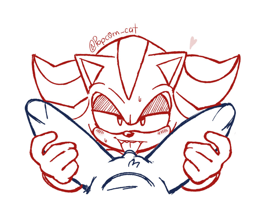 2022 andromorph andromorph/male anthro between_legs big_clitoris blush clitoris cunnilingus digital_drawing_(artwork) digital_media_(artwork) duo eulipotyphlan first_person_view genitals hand_on_leg heart_symbol hedgehog hi_res intersex intersex/male line_art looking_at_viewer male mammal meowwabae oral sega sex shadow_the_hedgehog simple_background sonic_the_hedgehog sonic_the_hedgehog_(series) vaginal white_background