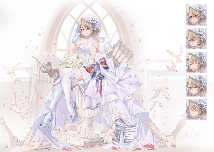 333_(pixiv8601259) azur_lane dress expression heels see_through stockings thighhighs wedding_dress z23_(azur_lane)