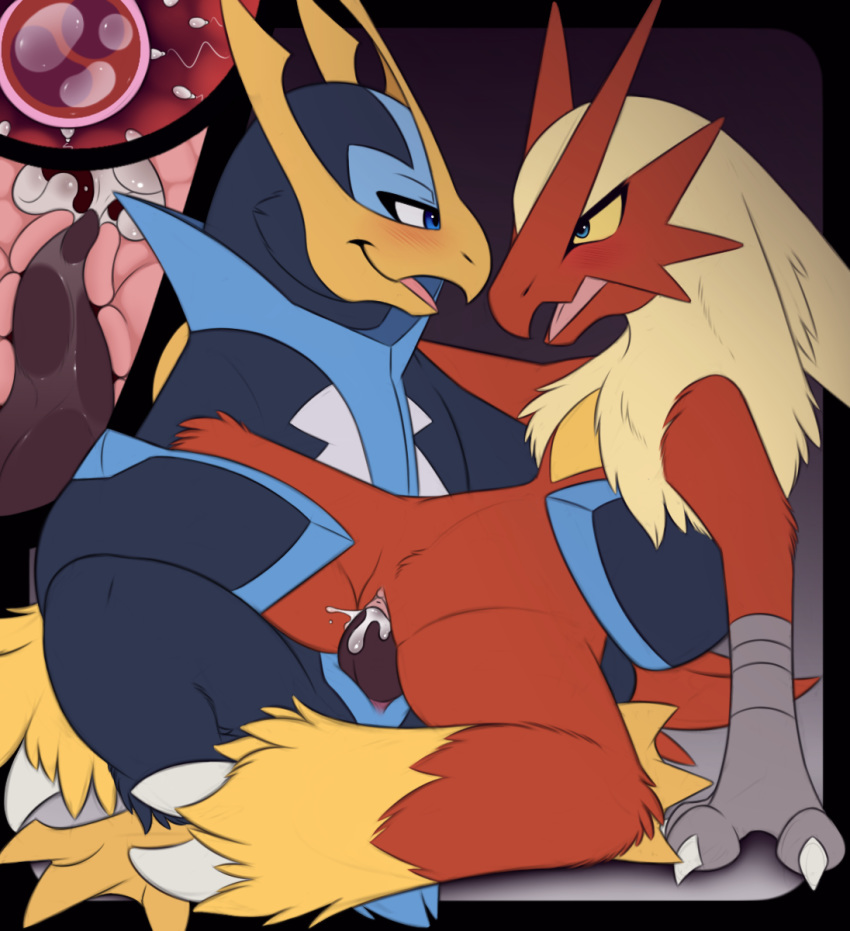 2020 blaziken bodily_fluids cum cum_in_pussy cum_inside digital_media_(artwork) duo empoleon female female_penetrated genital_fluids hi_res impregnation interspecies male male/female male_penetrating male_penetrating_female meraence nintendo penetration pok&eacute;mon pok&eacute;mon_(species) sex smile tongue video_games