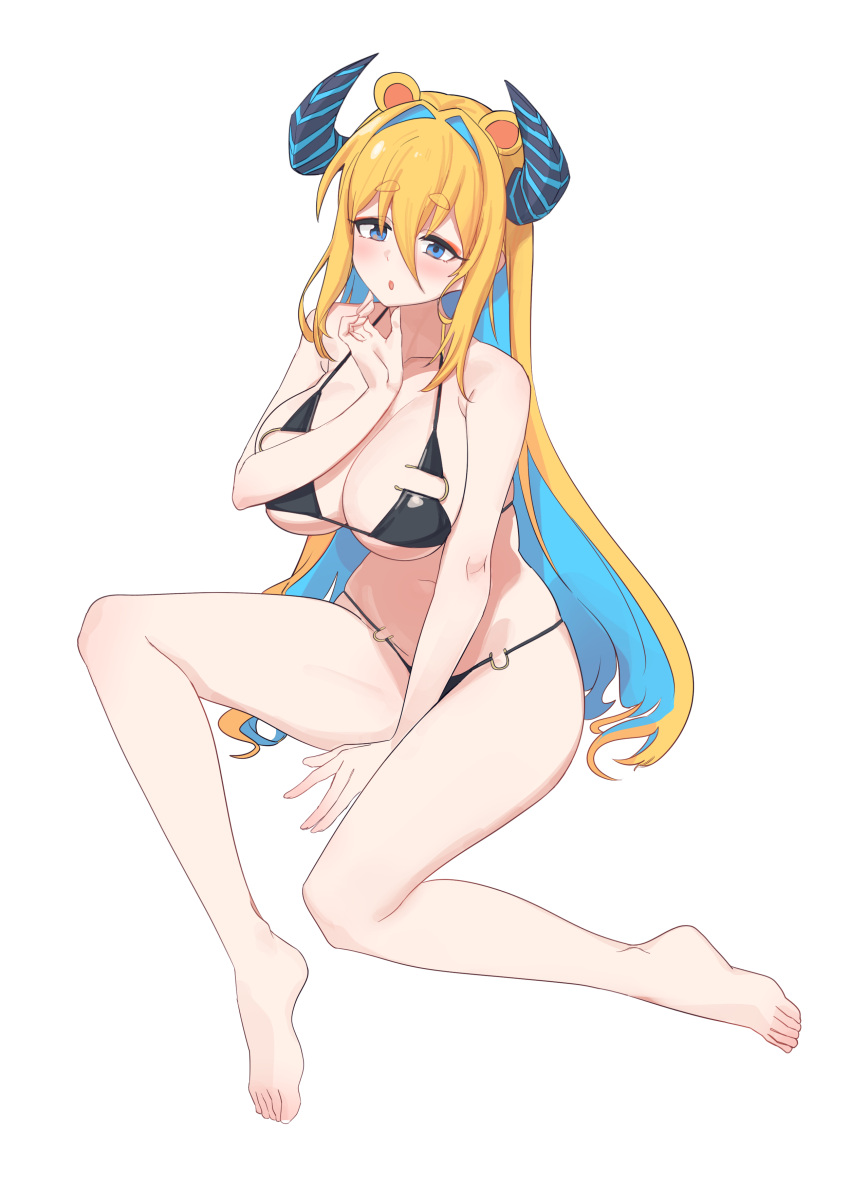 1girl absurdres aningay blonde_hair blue_eyes blue_hair breasts florida_bikini highres indie_virtual_youtuber large_breasts legs long_hair solo stomach thighs white_background