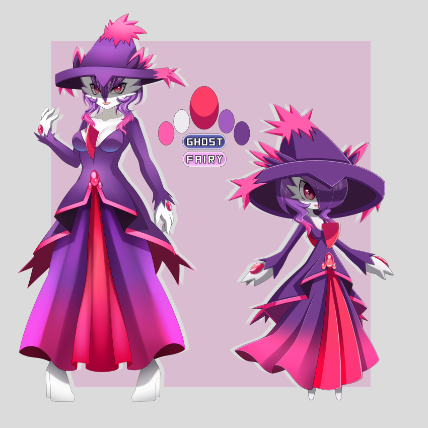 1:1 absurd_res breasts circe_the_pokegirl clothed clothing duo female gardevoir gyuumu hair hat headgear headwear hi_res humanoid multicolored_hair nintendo not_furry pok&eacute;mon pok&eacute;mon_(species) pokefusion video_games