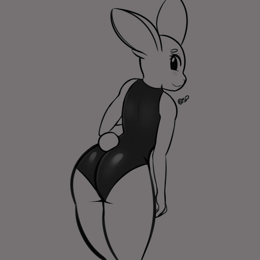 1:1 anthro beastars butt clothing female haru_(beastars) hi_res lagomorph leporid looking_back mammal rabbit sleepingpowder smile solo swimwear