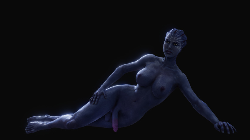 16:9 3d_(artwork) alien alien_humanoid asari blender_(software) blue_body blue_skin digital_media_(artwork) evilreflex gynomorph hi_res humanoid intersex lexi_t'perro mass_effect simple_background solo video_games wallpaper widescreen