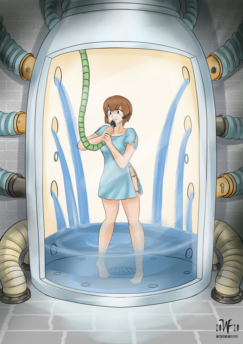 2020 absurd_res aika_(tomlloyd) breasts detailed_background female hi_res human human_only inside laboratory_equipment laboratory_glassware&lrm; mammal mask medical_instrument not_furry oxygen_mask scientific_instrument solo standing story story_in_description test_tube water witchfiend