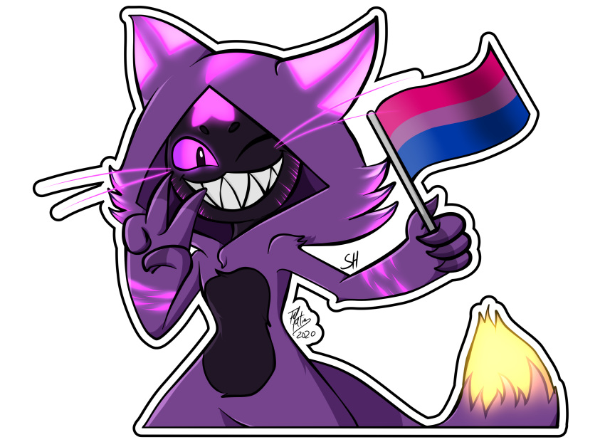 absurd_res alpha_channel bisexual bisexual_pride_colors female fur glowing glowing_eyes glowing_markings hi_res impim lgbt_history_month lgbt_pride male markings peace_signs pride_(disambiguation) pride_colors purple_body purple_fur smile smiling_at_viewer solo soniclux sonicluxhedgeman winking_at_viewer