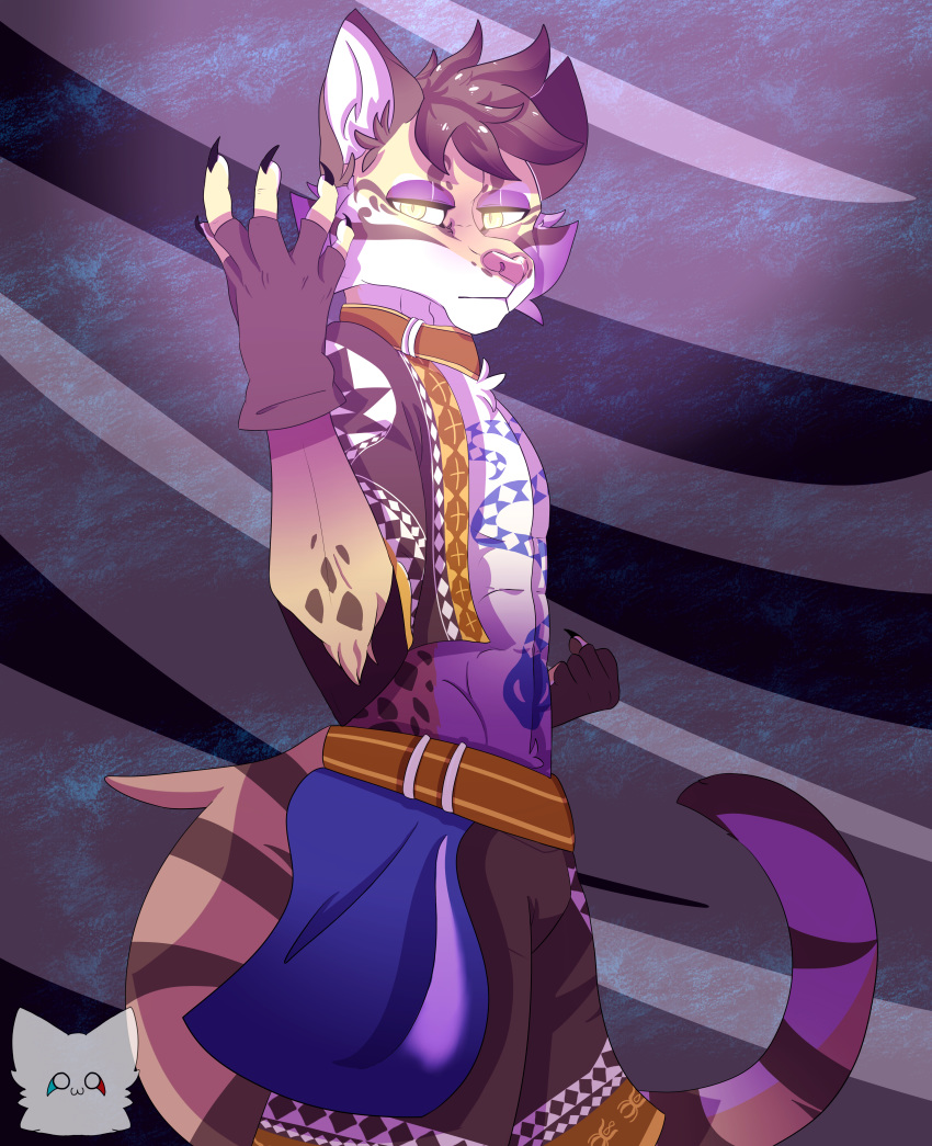 2020 absurd_res anthro clothed clothing clouded_leopard digital_drawing_(artwork) digital_media_(artwork) felid fur hair hi_res josendall_art leopard likulau looking_at_viewer male mammal nekojishi pantherine signature simple_background solo spots tattoo video_games