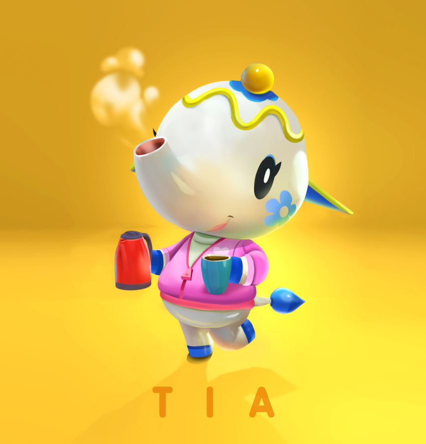 2020 animal_crossing blue_hooves clothing coffee_pot danalynreyes elephant elephantid female hi_res hooves jacket mammal nintendo proboscidean solo teapot tia_(animal_crossing) toony topwear video_games white_body