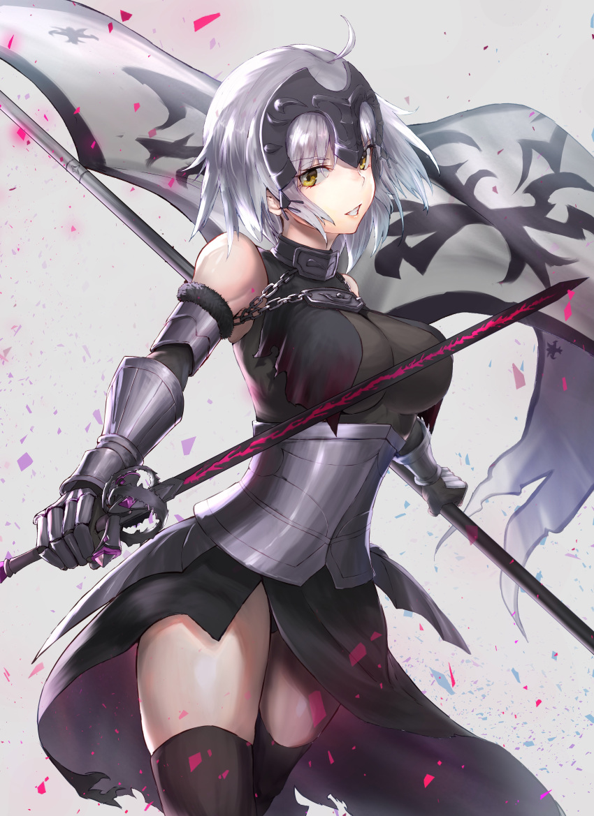 fate/grand_order jeanne_d'arc jeanne_d'arc_(alter)_(fate) sword thighhighs yu-hi