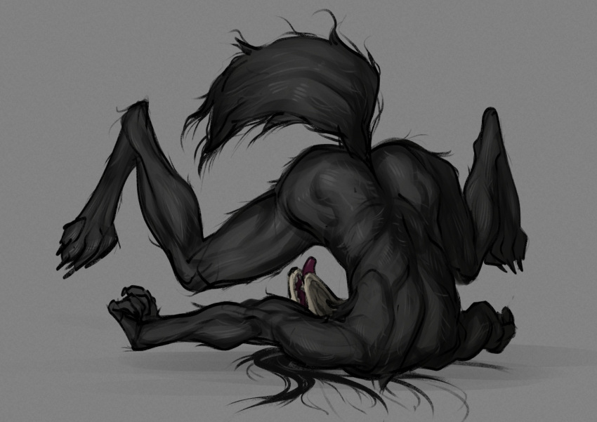 anthro blep butt female johnfoxart legs_over_head paws raised_tail scp-1471 scp_foundation solo tongue tongue_out