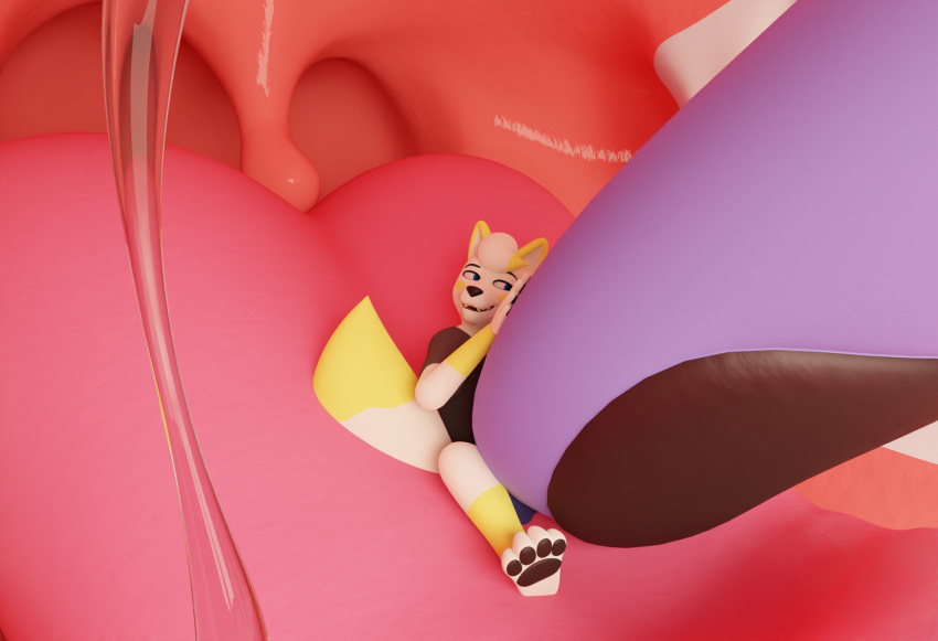 3d_(artwork) anthro bodily_fluids boyonomo canid digital_media_(artwork) duo fingers hi_res imminent_vore male mammal micro mouth_play mouth_shot open_mouth saliva saliva_string size_difference smaller_anthro smaller_male smile teeth tongue uvula vore
