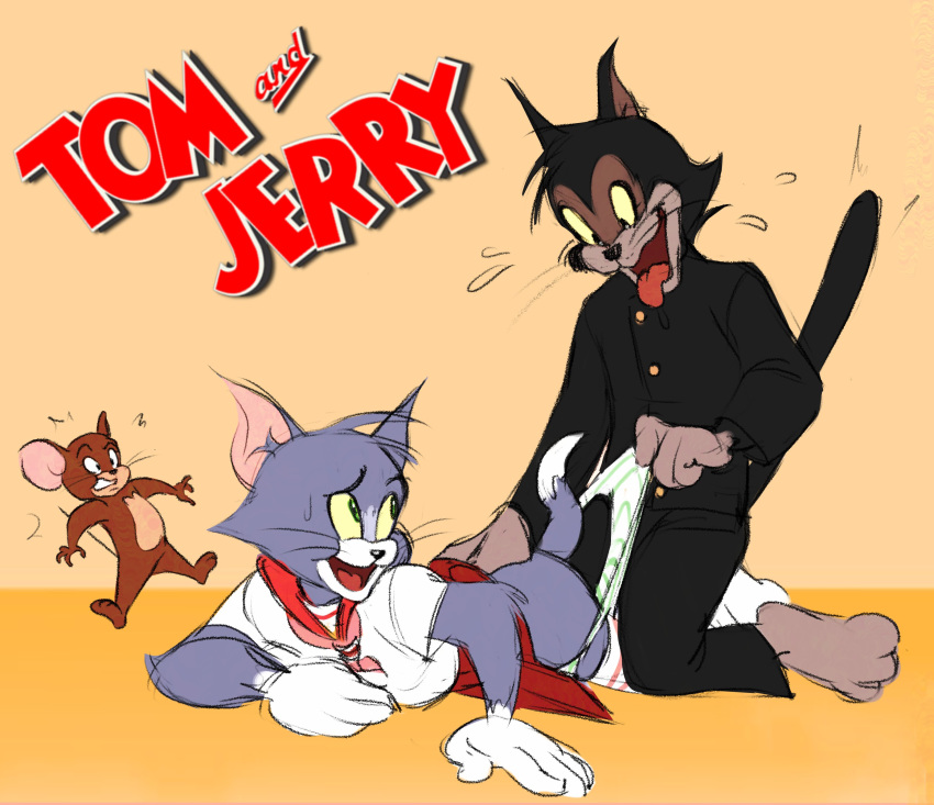 absurd_res anime anthro butch_cat clothed clothing crossdressing girly group hi_res jerry_mouse male melanpsycholia metro-goldwyn-mayer panties solo tagme thomas_cat tom_and_jerry underwear