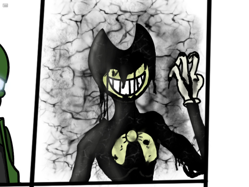 4:3 bendy_and_the_ink_machine bendy_the_dancing_demon black_body bow_tie clothing demon digital_media_(artwork) doot_boy21 fleischer_style_toon gloves handwear hi_res humanoid looking_at_viewer male smile solo toony video_games