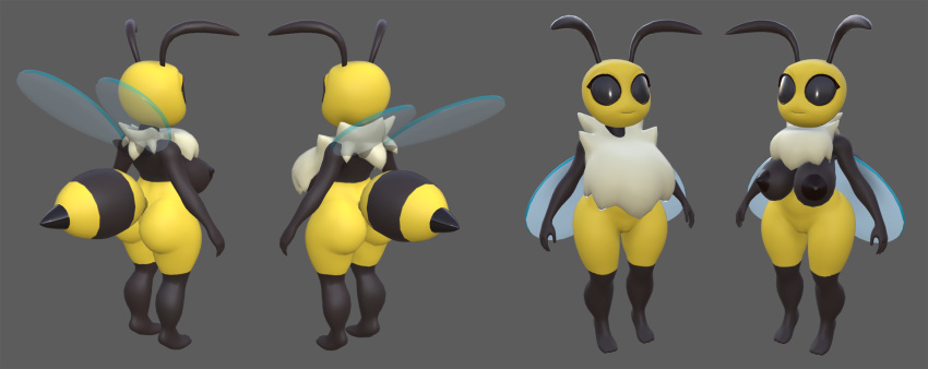 3d_(artwork) antennae_(anatomy) anthro apis_mellifera arthropod arthropod_abdomen back_boob bee big_breasts big_butt biped black_body breasts bug_fables butt digital_media_(artwork) female fluffy forbiddenknights2 hi_res honey_bee hymenopteran insect insect_wings moonsprout_games neck_tuft non-mammal_breasts rpg_game short_stack side_boob slightly_chubby solo thick_thighs tuft unfinished vi_(bug_fables) video_games wings yellow_body