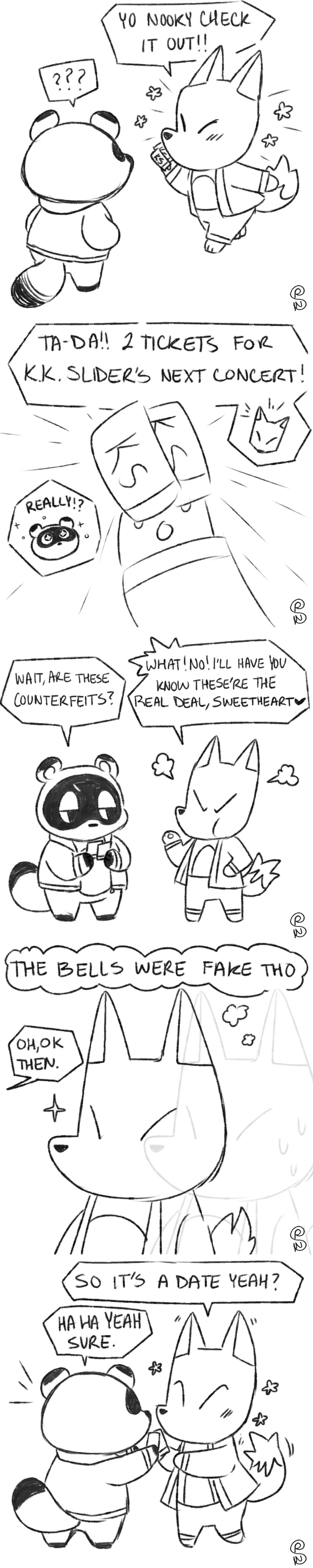 absurd_res animal_crossing anthro blush canid canine chibi comic crazy_redd date duo english_text fox hi_res long_image male male/male mammal monochrome nintendo raccoon_dog scam shapeshiftinterest tall_image tanuki text tom_nook_(animal_crossing) video_games