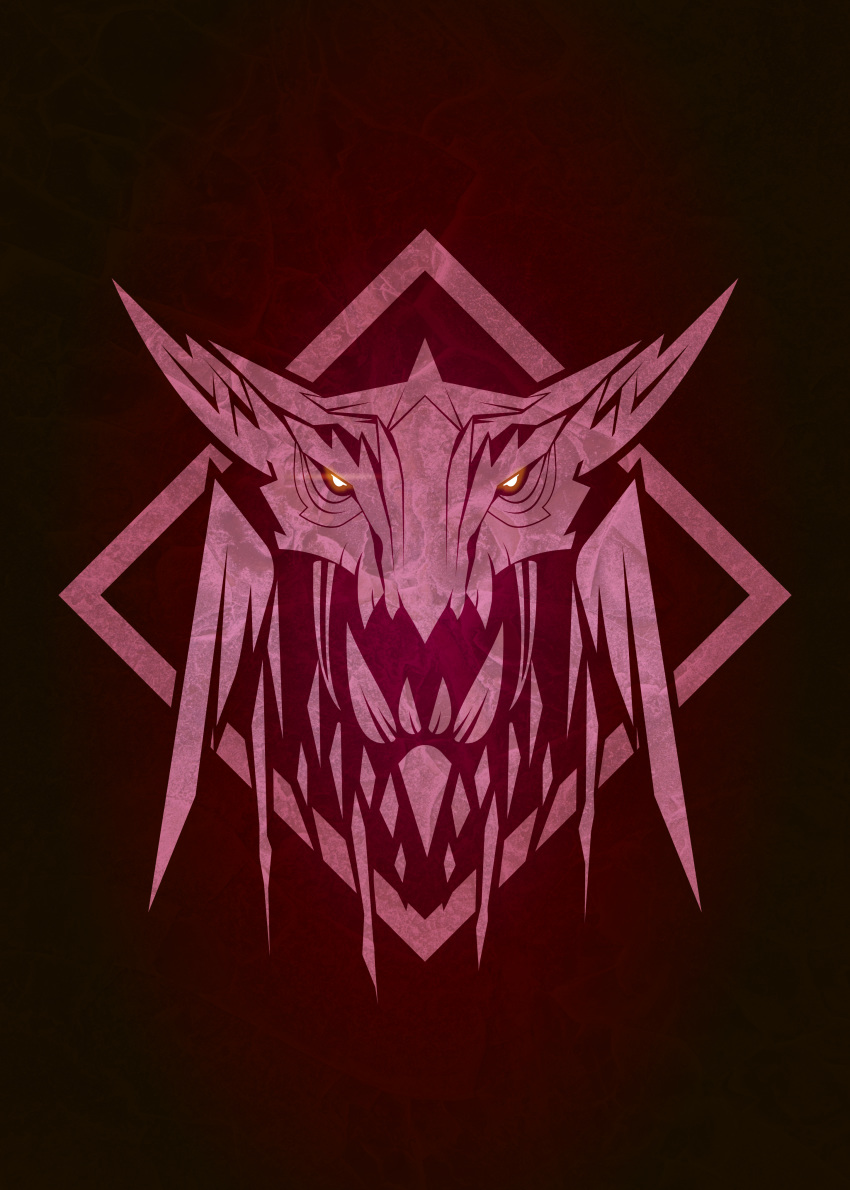 absurdres ancient dragon eyes highres logo monster monster_hunter monster_hunter:_world open_eyes open_mouth red_eyes simple_background symbol tacuyanjun teeth the_witcher the_witcher_3 thorns zorah_magdaros
