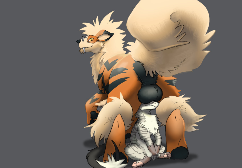 absurd_res ambiguous_gender amurous anthro anthro_on_feral arcanine balls bestiality big_balls black_markings brown_body brown_fur butt canid canine duo eyewear fangs feral fur garo_zephrir genitals glasses grey_background grey_markings hi_res interspecies invalid_tag larger_male leg_tuft looking_back male male/ambiguous male/male mammal mane markings misty_zorgoia nintendo orange_body orange_fur pawpads paws pince-nez pok&eacute;mon pok&eacute;mon_(species) pok&eacute;philia sabertooth_(anatomy) simple_background size_difference smile stripes tan_body tan_fur these_aren't_my_glasses tuft video_games white_body white_fur yellow_eyes zorgoia