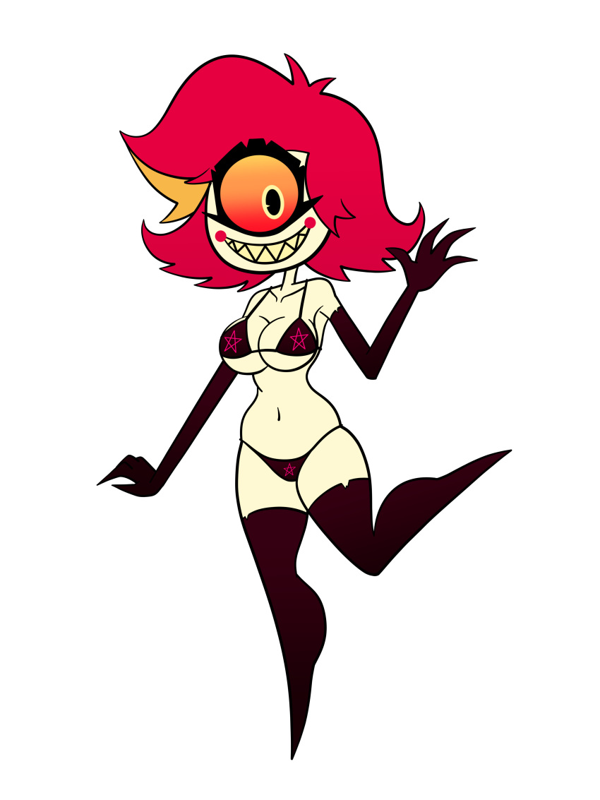 absurd_res alpha_channel bikini breasts clothing cyclops demon female ghostlydoodles hazbin_hotel hi_res humanoid lingerie niffty_(hazbin_hotel) not_furry solo spookayryder swimwear