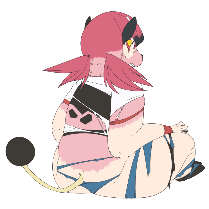 1:1 2020 black_body black_fur bodily_fluids bovid bovine cattle clothing female fezmangaka fur gym_leader hair hi_res hooves horn human human_to_anthro mammal miltank nintendo overweight overweight_female pigtails pink_body pink_fur pink_hair pok&eacute;mon pok&eacute;mon_(species) sitting solo species_transformation sweat teeth torn_clothing transformation video_games whitney_(pok&eacute;mon)