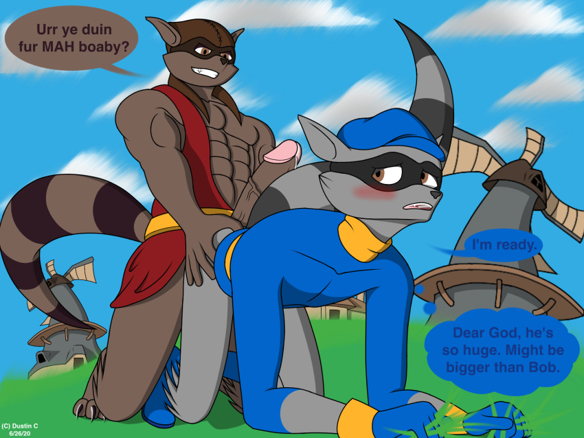 4:3 anthro anthro_on_anthro big_penis duo dustin_c erection genitals hi_res humanoid_genitalia humanoid_penis male male/male mammal nude penis procyonid raccoon size_difference sl&auml;i_maccooper sly_cooper sly_cooper_(series) smile sony_corporation sony_interactive_entertainment submissive submissive_male sucker_punch_productions video_games