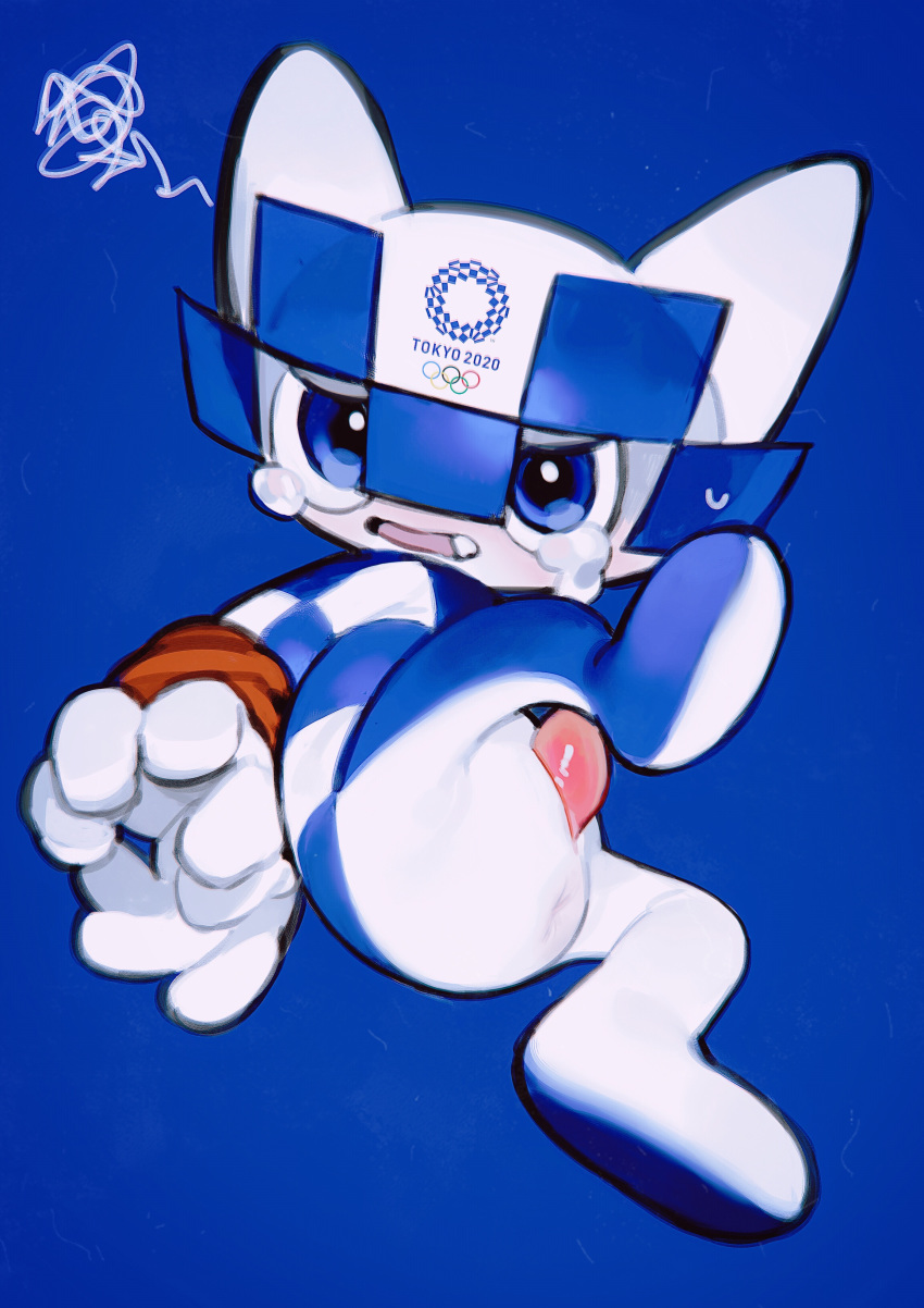 2020_tokyo_olympic absurd_res anthro anus bound butt erection genitals hi_res male mascot miraitowa penis solo unknown_artist