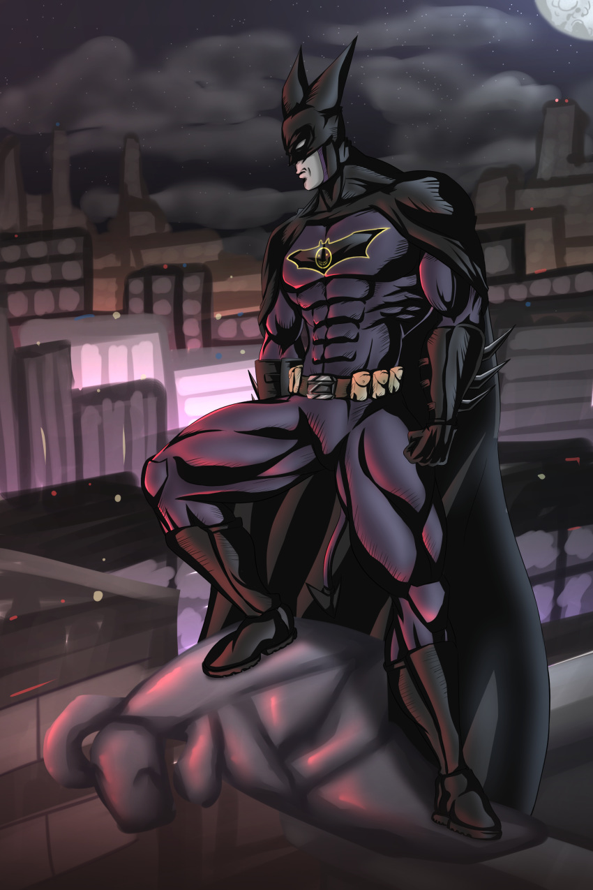 2:3 abs absurd_res anthro armor bat_symbol batman batman_(series) batmon clothing dc_comics digimon digimon_(species) hero hi_res humanoid imp impmon magnificentsexygals male mask solo suit vigilante