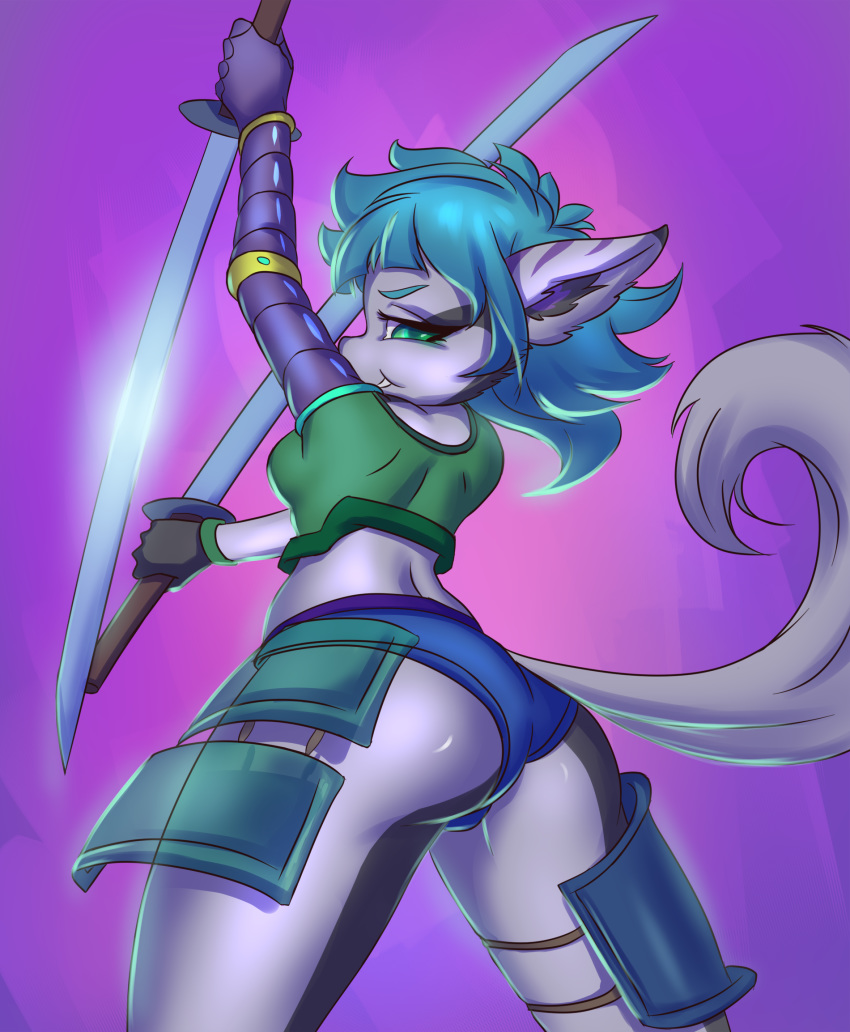 anthro armor clothing equid equine fafecalus female hi_res horse mammal melee_weapon pony prisma6 solo sword underwear weapon
