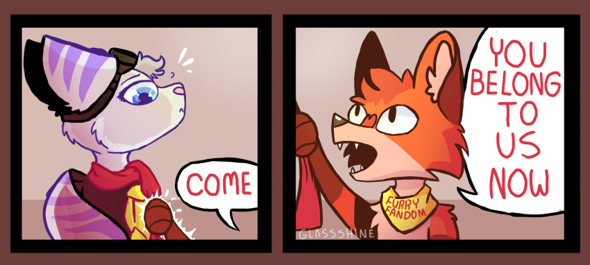 ambiguous_gender anthro canid canine comic dialogue english_text fox glassshine hi_res humor lombax mammal ratchet_and_clank red_fox rift_apart_lombax solo speech_bubble text video_games